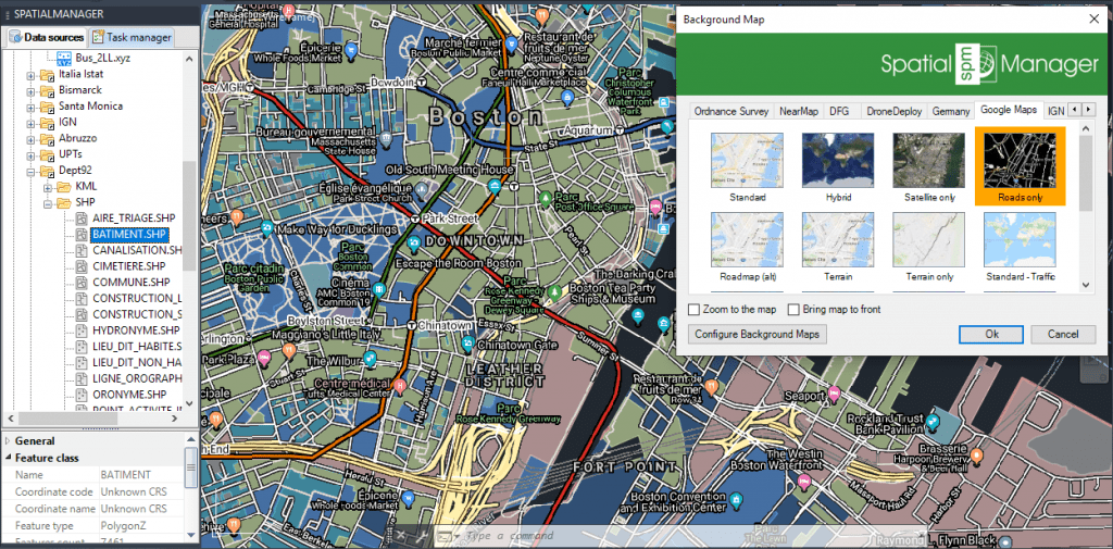 Google Maps Roads only + Transit (Public transport)