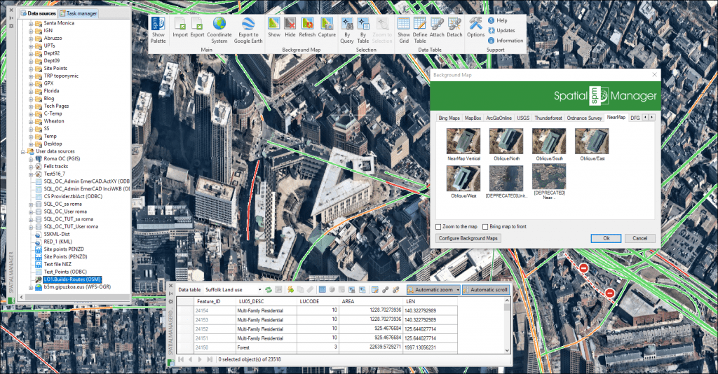 NearMap Oblique dynamic background maps in 'Spatial Manager'