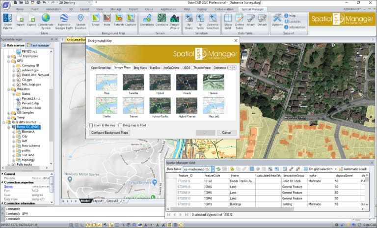 'Spatial Manager for GstarCAD' Background Maps