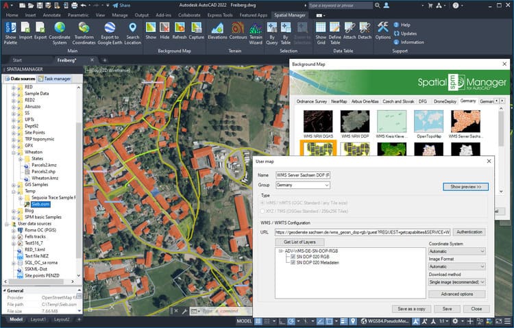AutoCAD 2022 & Spatial Manager 6.4 - Improved WMS/WMTS maps support