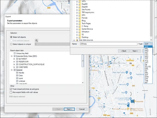 Exportar dados espaciais desde GstarCAD