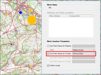 Block insertion parameters from field values