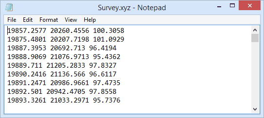<b>BricsCAD XYZ file</b> - Open XYZ file in Notepad