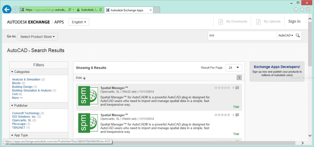 Spatial Manager for AutoCAD in Autodesk Exchange