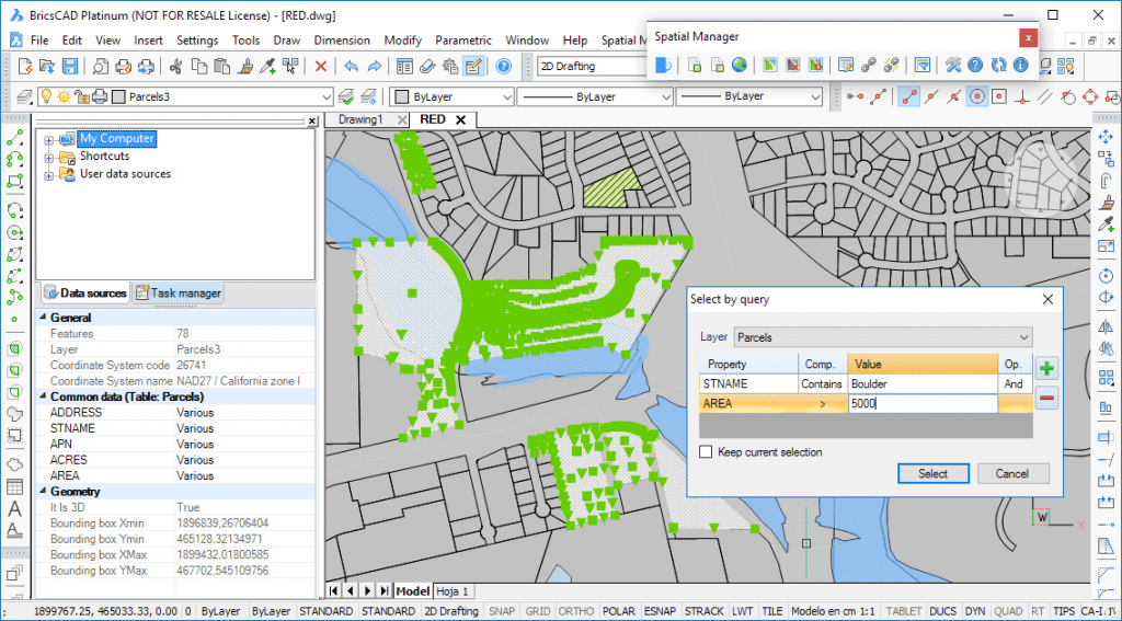 Spatial Manager - Select by query BCAD