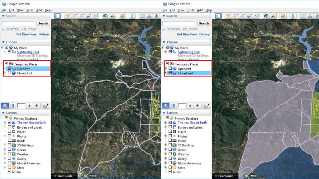 Filled or Empty Polylines in Google Earth