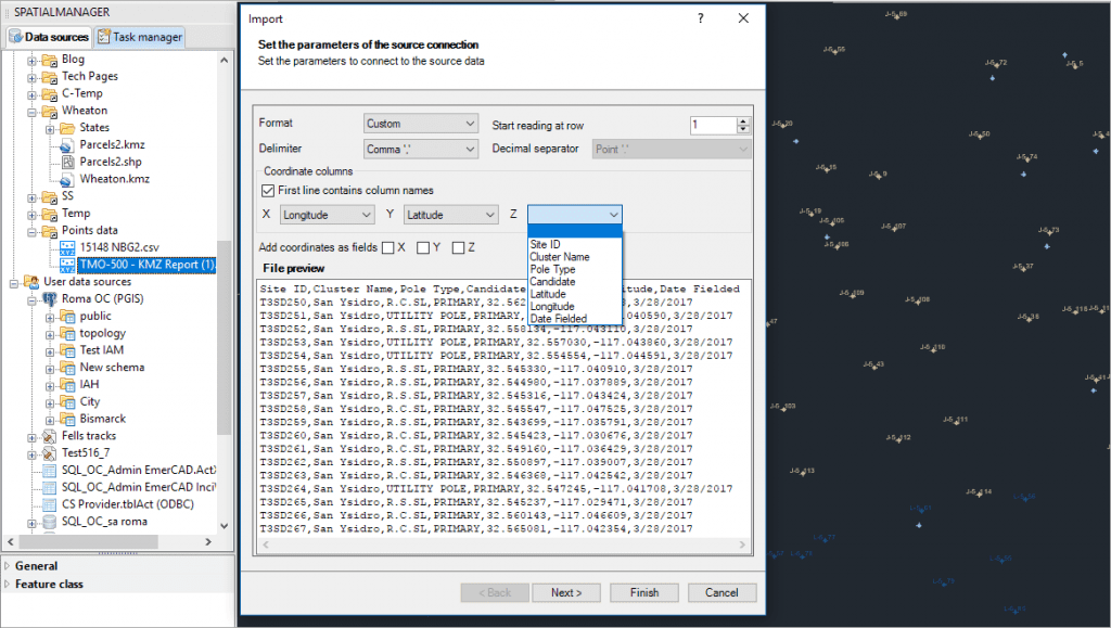 Spatial Manager - Import Points using the enhanced data Provider