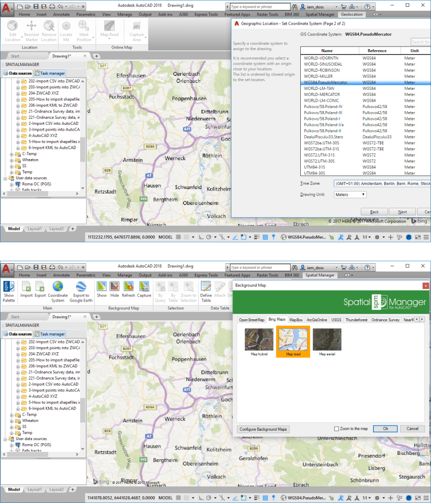 Bing Maps - AutoCAD versus 'Spatial Manager' enhanced images