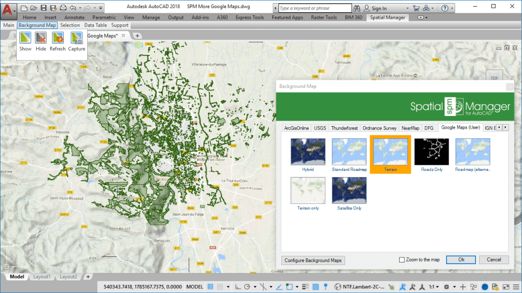 Multiple Google Maps configured in' Spatial Manager' as User Background Maps