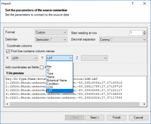 Automated XYZ columns selection