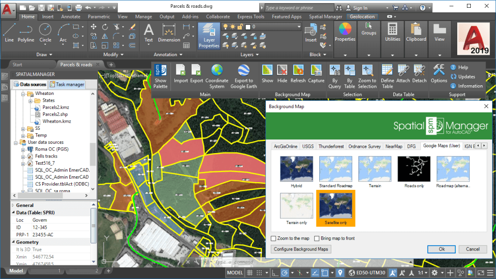 'Spatial Manager for AutoCAD' 2019 compatible