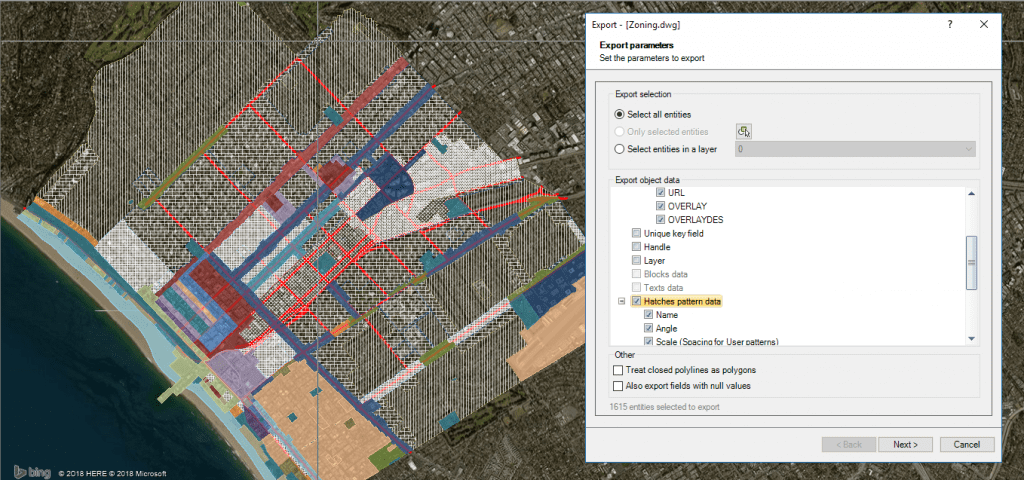 Exporting polygon objects including Hatches properties