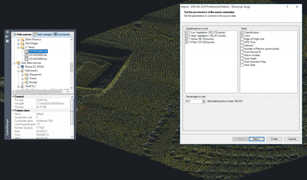 'Spatial Manager' Import LiDAR data provider