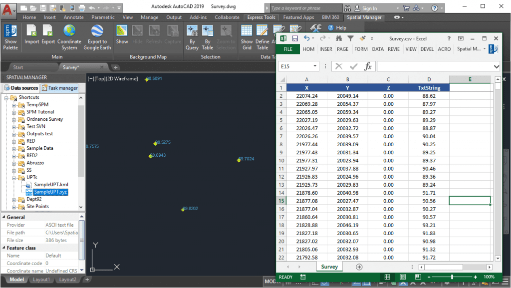 'Spatial Manager' - Exporting Z-Coordinates from labels