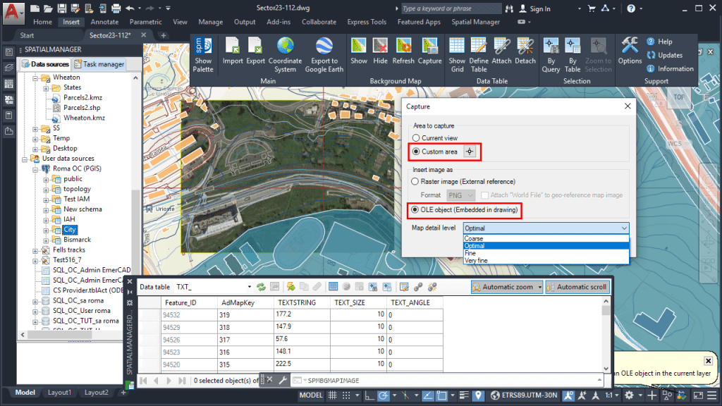 New Capture Custom Area and OLE in AutoCAD 2020
