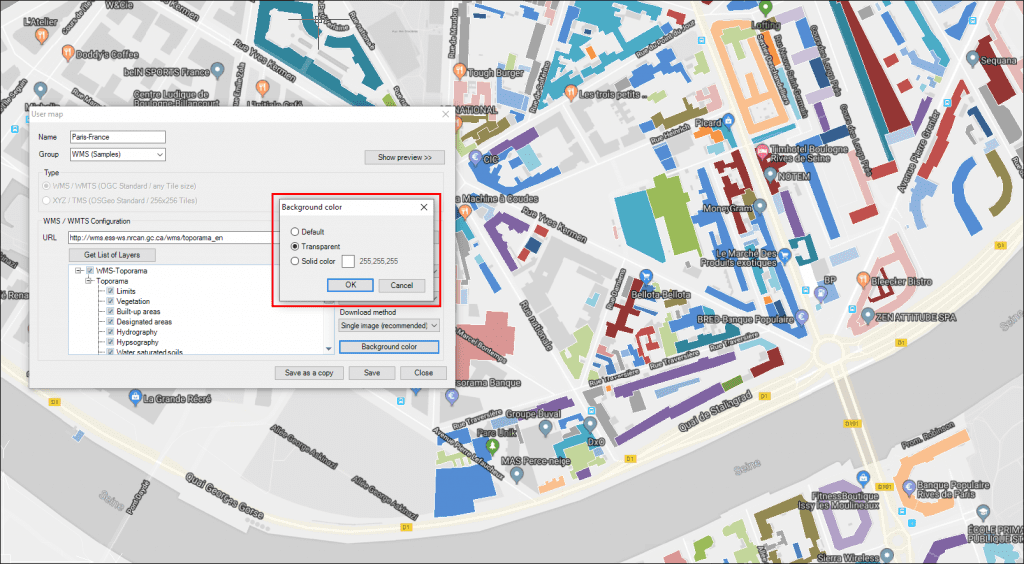 New Background Maps back color settings