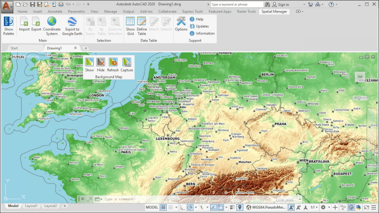 OpenTopoMap in AutoCAD