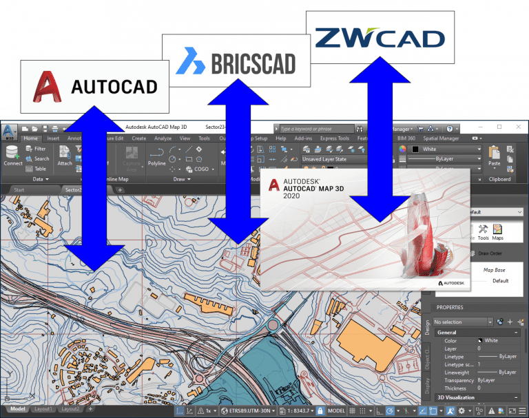 Data exchange between AutoCAD Map and CAD applications