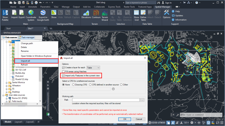 Spatial Manager - Area filter while Import-all from a Folder, Schema o Multi-Table file