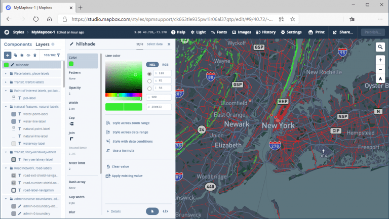 Mapbox Studio tools