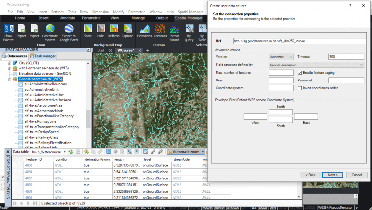 New 'Spatial Manager' WFS data provider parameters