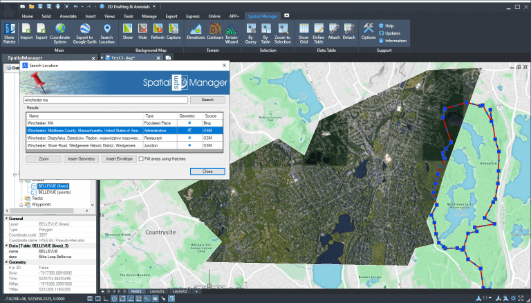 Search for location and Map Trim