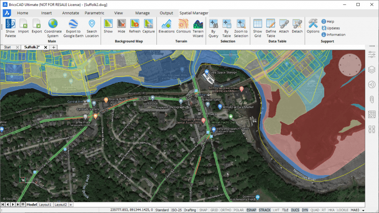 New and improved preset Background Maps in BricsCAD