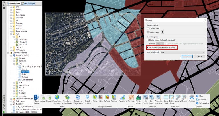 'Spatial Manager' Background Maps- Capture as OLE