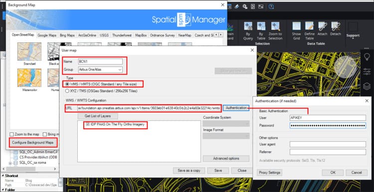 Configuring a new Background Map in ‘Spatial Manager’