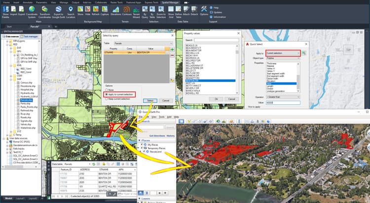 Advanced objects selection through Spatial Manager - Selection by Query applied to existing selections (Click to enlarge) Advanced objects selection through Spatial Manager - Selection by Query applied to existing selections
