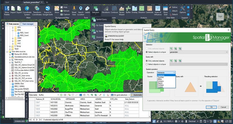 ‘Spatial Manager’ Spatial Query selection