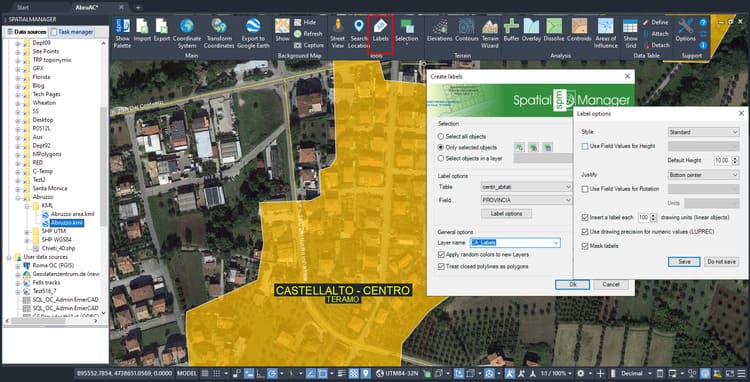 Labeling existing drawing objects with ‘Spatial Manager’