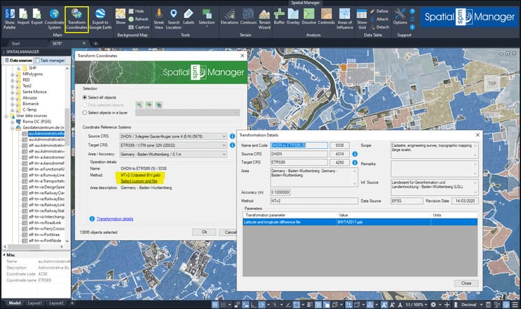 Transforming coordinates of a drawing/map using custom Grid files in 'Spatial Manager'