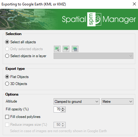 KML/KMZ exporting options