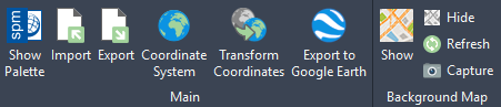 Export to Google Earth button in Spatial Manager ribbon