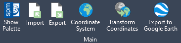 Export button in Spatial Manager main ribbon tab