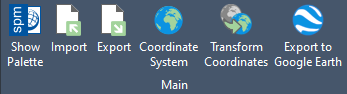 Export button in Spatial Manager main ribbon tab